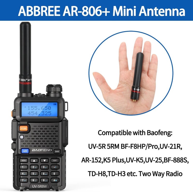 ABBREE Ham Radio 3.14-Inch Stubby Short Antenna Dual Band SMA-Female VHF/UHF Antenna for Baofeng UV-5R Mini 5RM BF-F8HP Pro K5PLUS UV32 DM32 UV-21R GM-15 PRO UV-5G Plus GMRS Radio Accessories,2Pack - Image 5